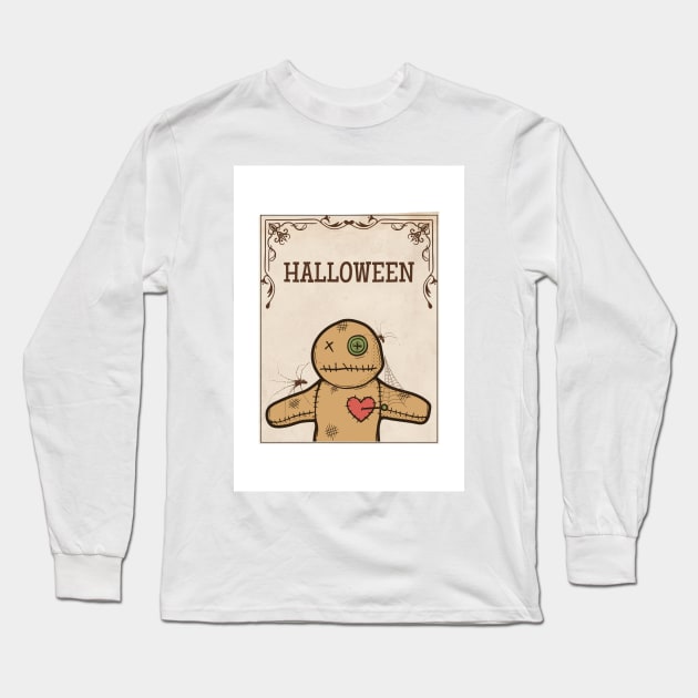 Spooky Halloween Voodoo Doll Illustration Long Sleeve T-Shirt by Noma-Design